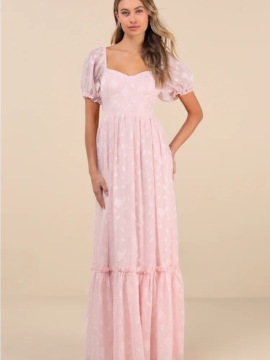 Lulus Dresses & Skirts - NWT Lulu's Phenomenal Sweetness Pink Floral Burnout Bustier Maxi Dress